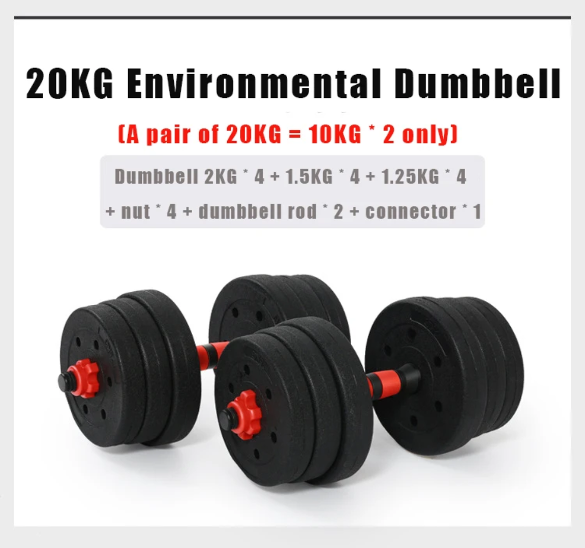 Haltères Ajustables 20kg 2 en 1 avec Barre – Musculation à Domicile