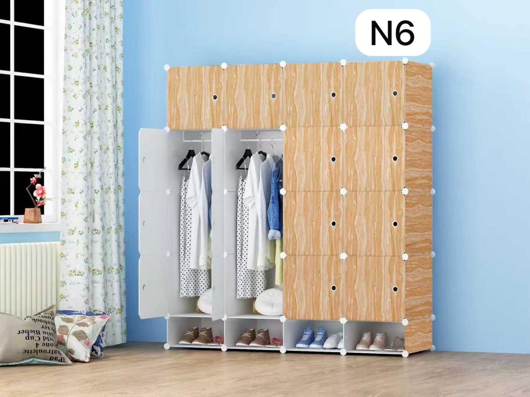 Armoire 4 battants plus rangement chaussure Multifonction avec Portes et Étagères – Grande Capacité