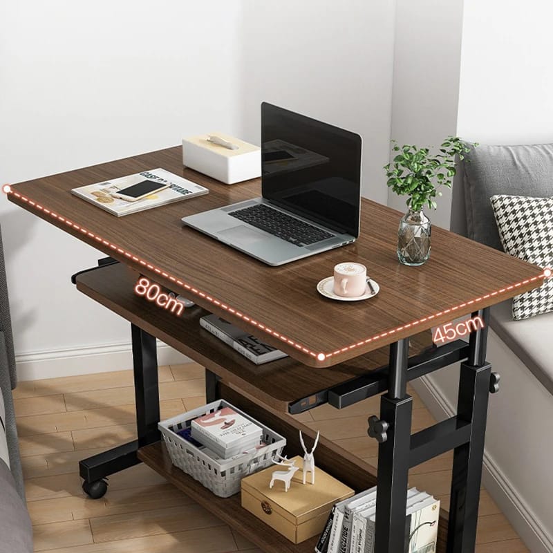 Bureau d’ordinateur réglable avec roulettes – 80×45 cm