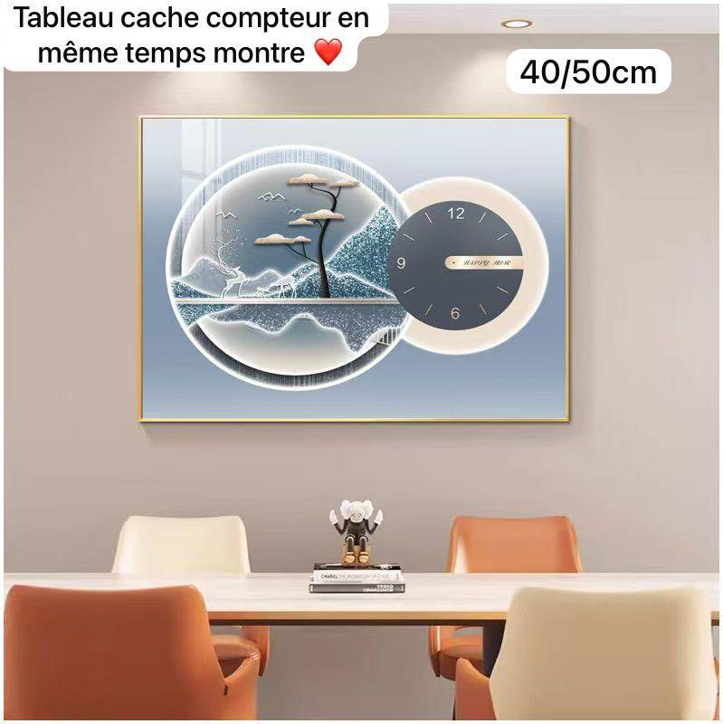 Tableau Cache-Compteur avec Horloge Design – Élégance et Discrétion