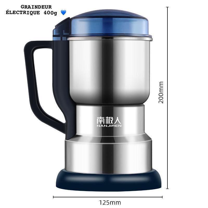 ⚡ Moulin a grain Électrique Inox 400g – Broyeur Puissant Multifonction