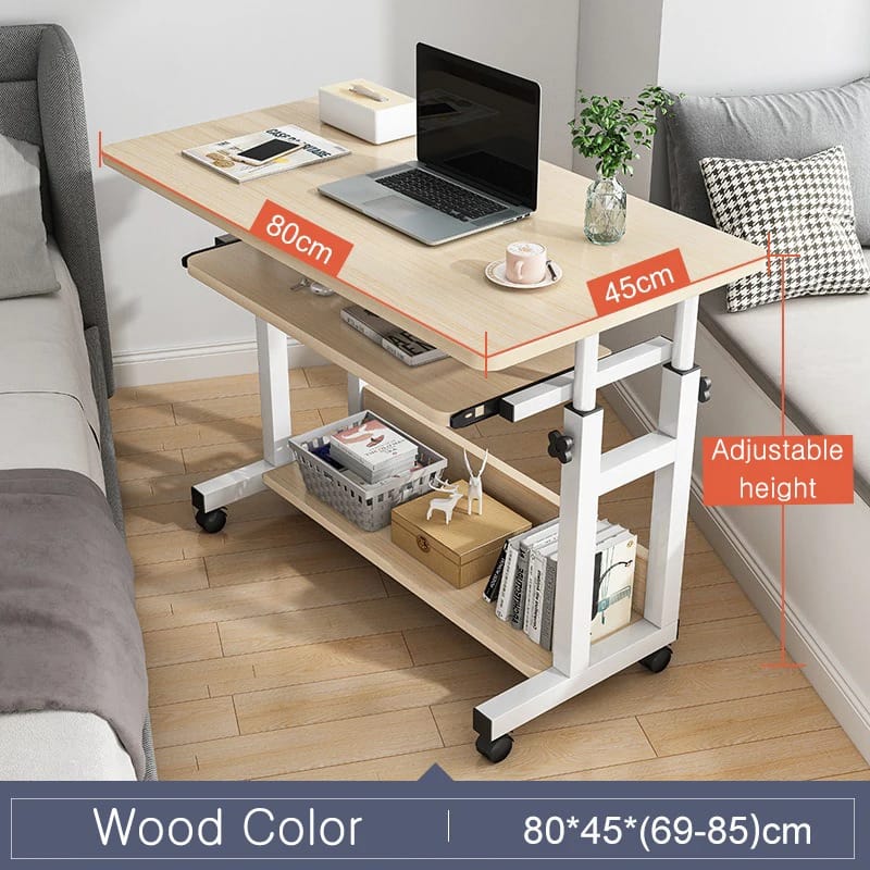 Bureau d’ordinateur réglable avec roulettes – 80×45 cm