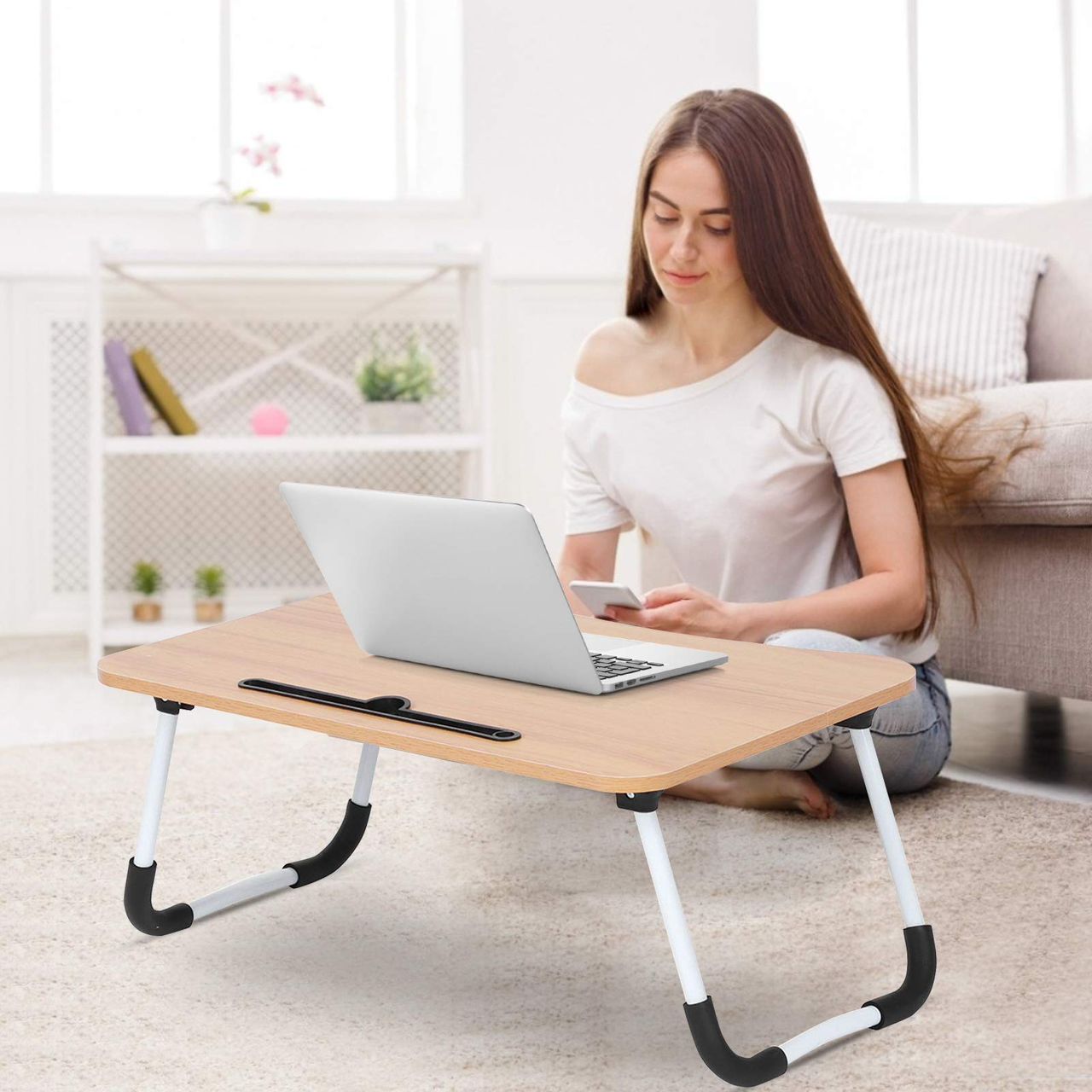 🪑 Table Pliante pour Ordinateur – Bureau Portable pour Lit & Sol