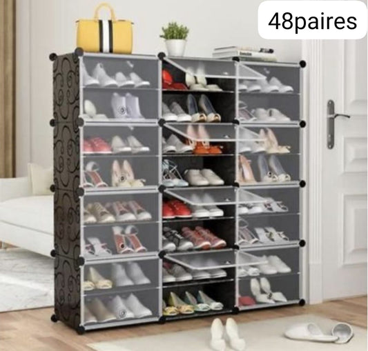 Meuble à Chaussures Modulaire – Grande Capacité 48 Paires | Design Moderne & Pratique
