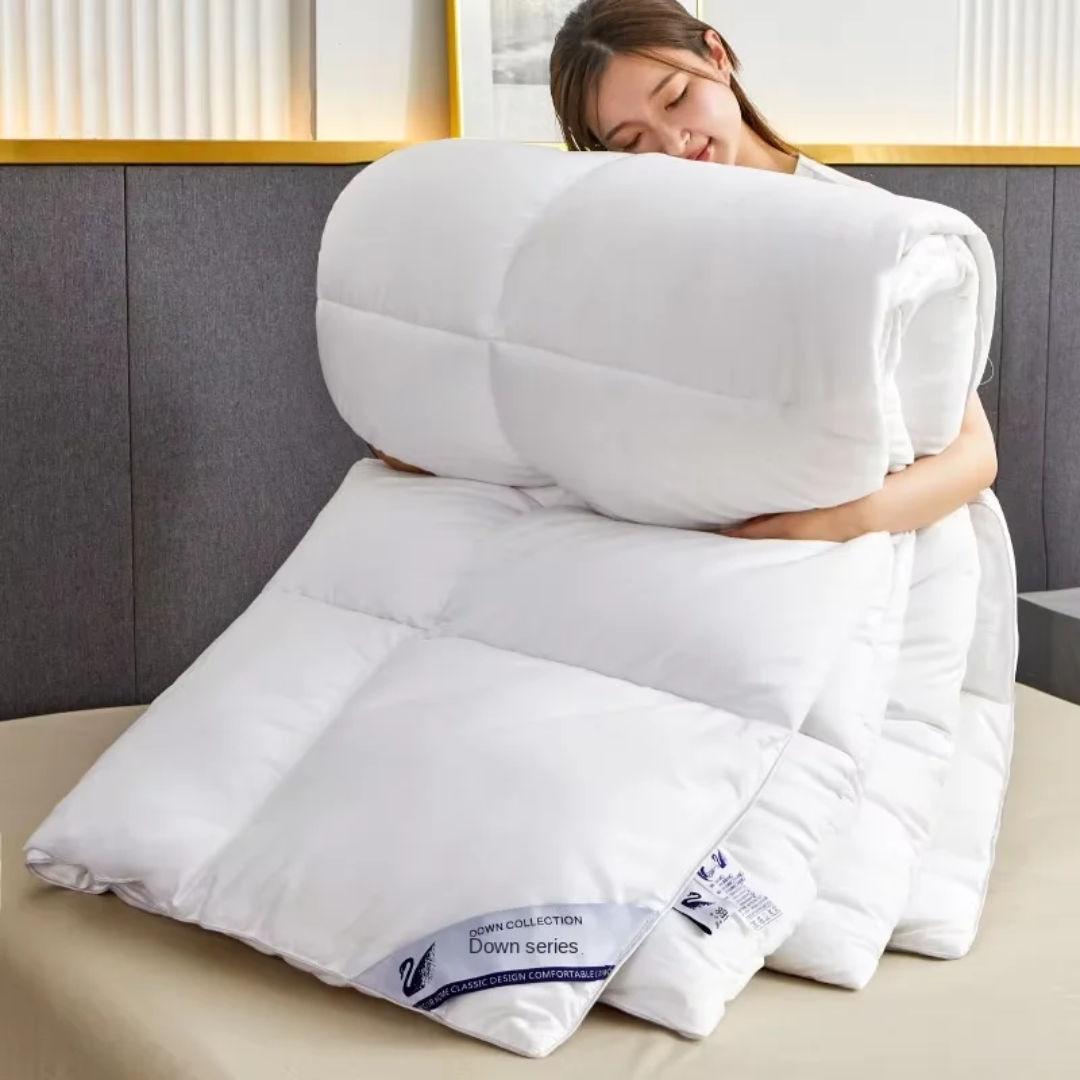 Couette avec deux oreillers déjà remplis