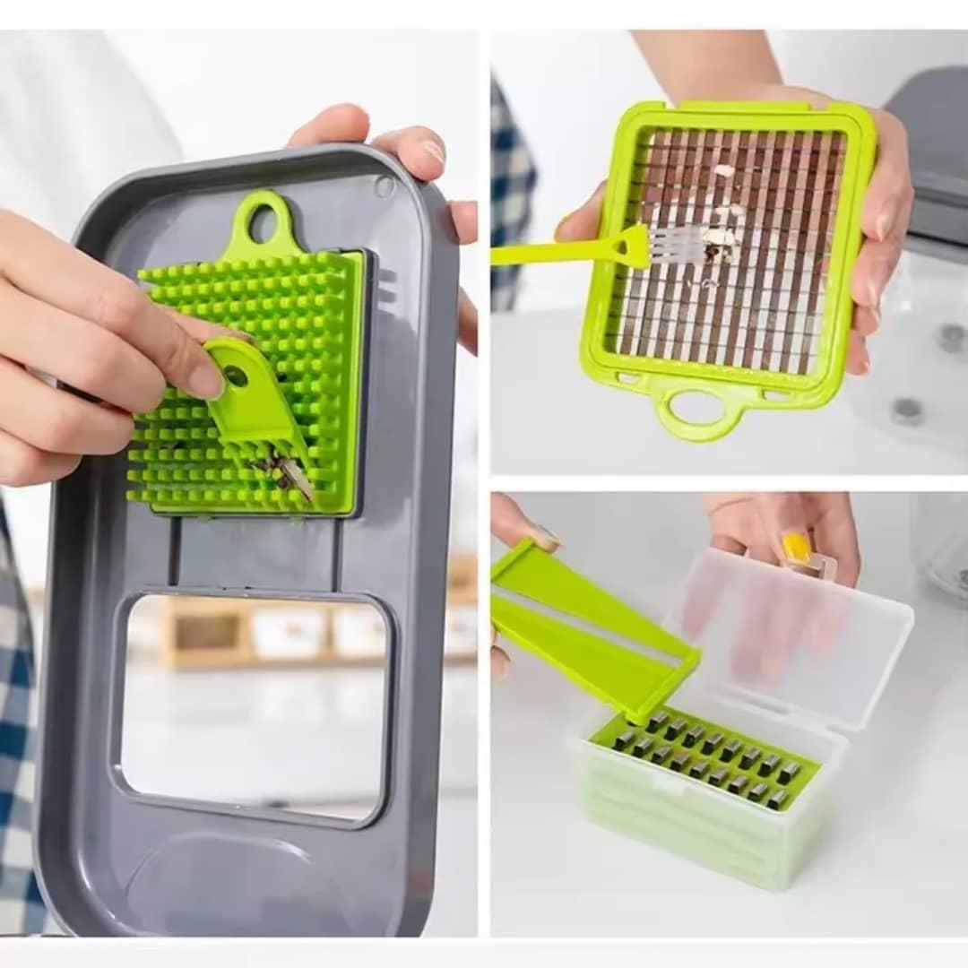 Coupe-Légumes Multifonction 12 en 1 avec Panier de Rangement