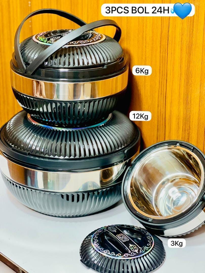 Set de 3 Bols Isothermes – 24h de Conservation (3kg, 6kg, 12kg)