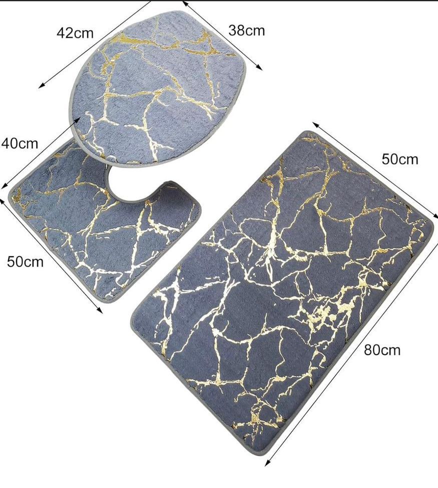 🚽 Ensemble 3 Tapis de Toilette & Salle de Bain – Ultra Doux et Antidérapant