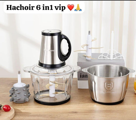Hachoir Électrique 6 en 1 VIP – Multifonction Inox & Verre
