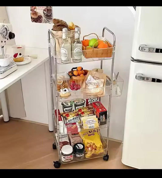 Étagère de Rangement à Roulettes 4 Niveaux – Cuisine & Maison