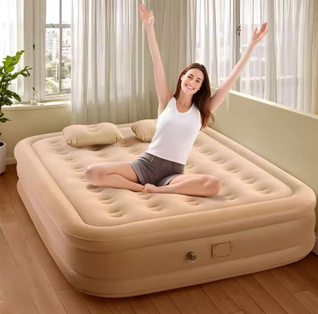 Matelas Gonflable 2 Places avec Oreillers Intégrés – Confort Premium