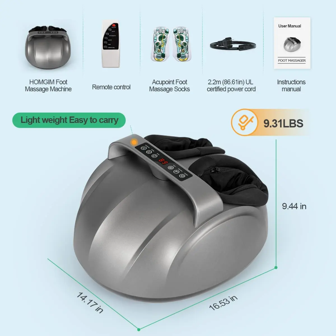 Massageur de Pieds Électrique – Manchons Lavables & Hygiéniques