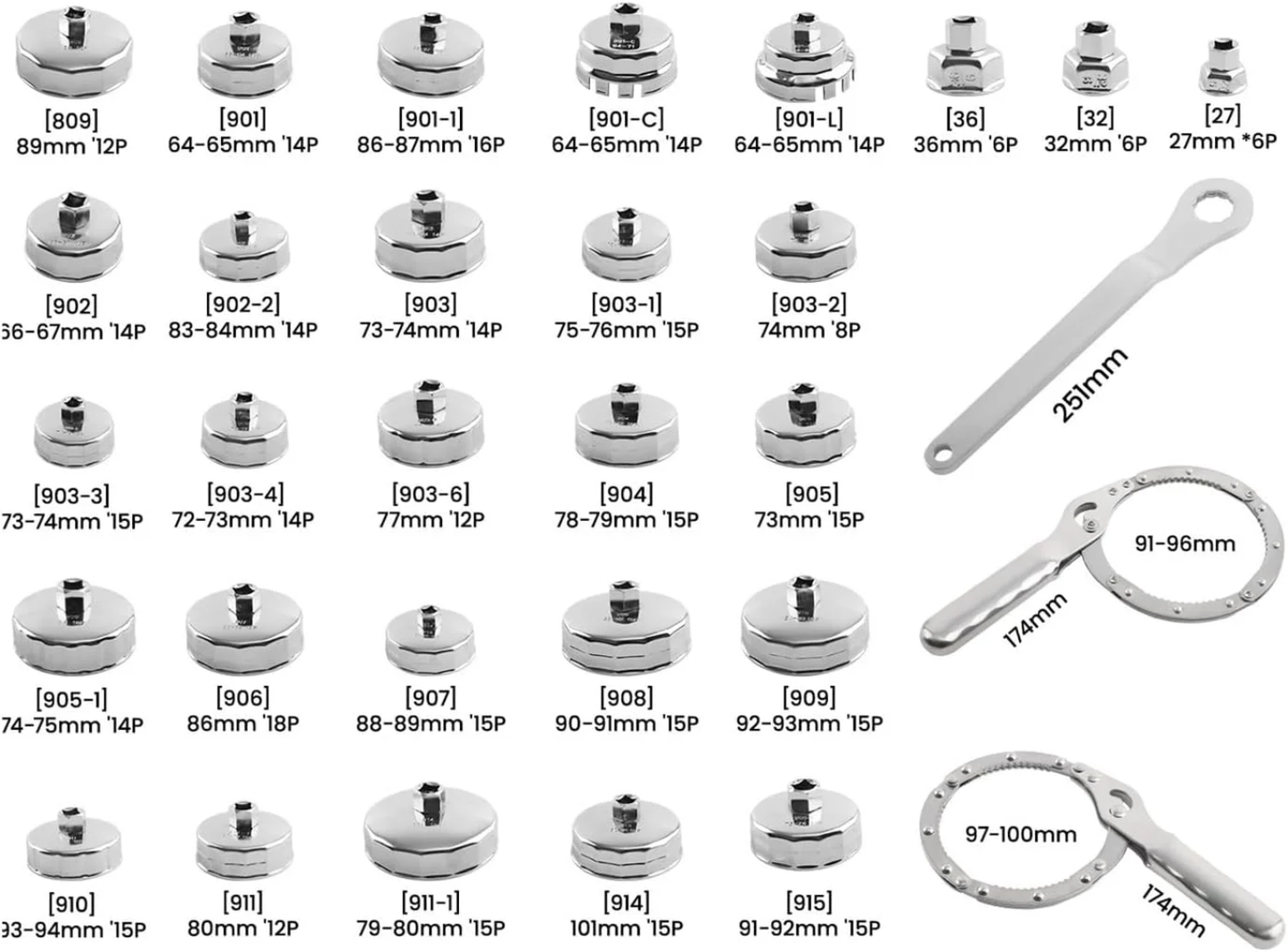 Coffret 31 Pièces Démonte-Filtres à Huile Universel avec Étui de Rangement