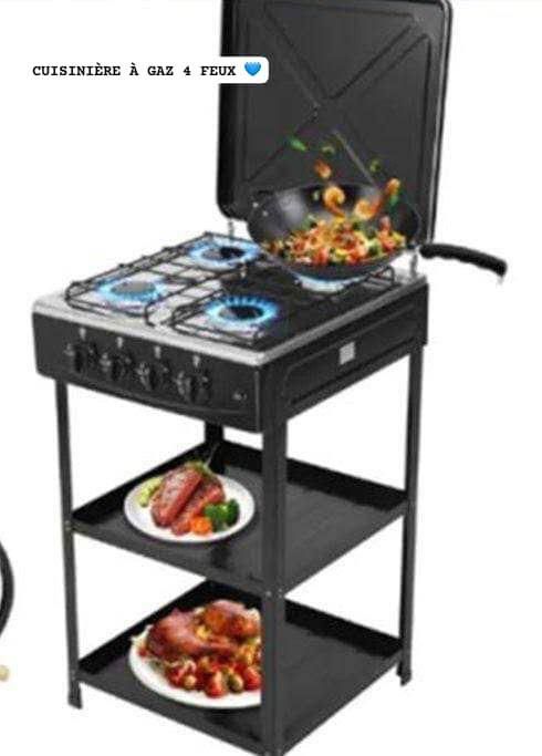 Cuisinière à Gaz 4 Feux avec Support de Rangement