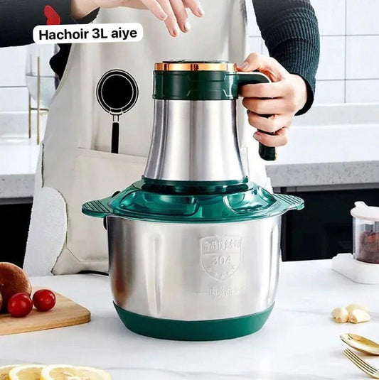 Hachoir Électrique Multifonction 3L – 3 en 1 Acier Inoxydable