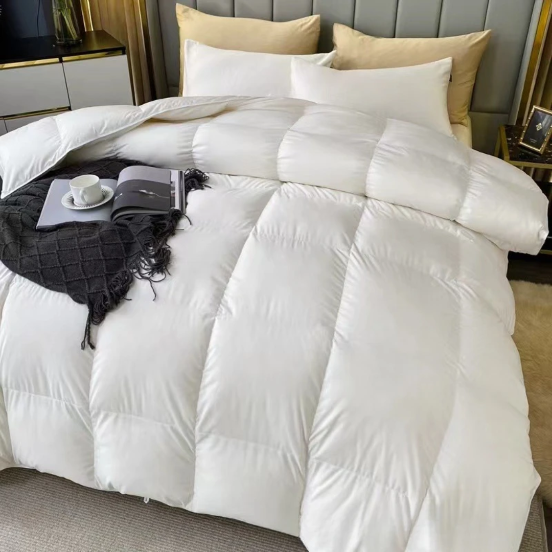 Couette avec deux oreillers déjà remplis