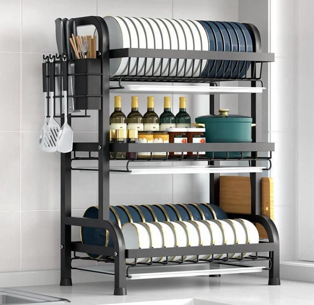 Égouttoir de Cuisine Multifonction à 3 Niveaux – Rangement Compact et Élégant