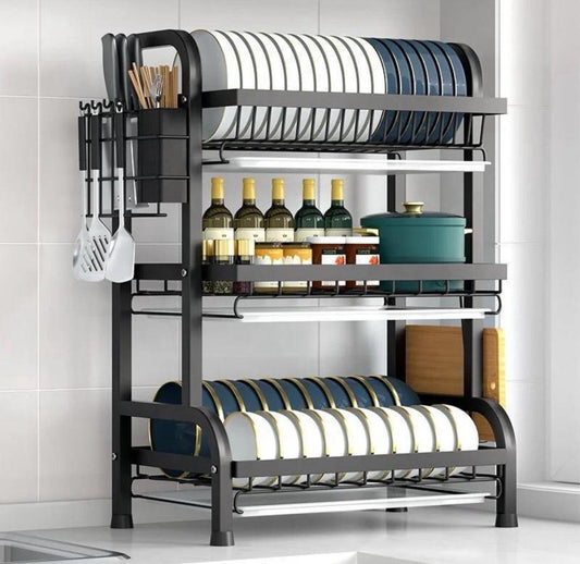 Égouttoir de Cuisine Multifonction à 3 Niveaux – Rangement Compact et Élégant