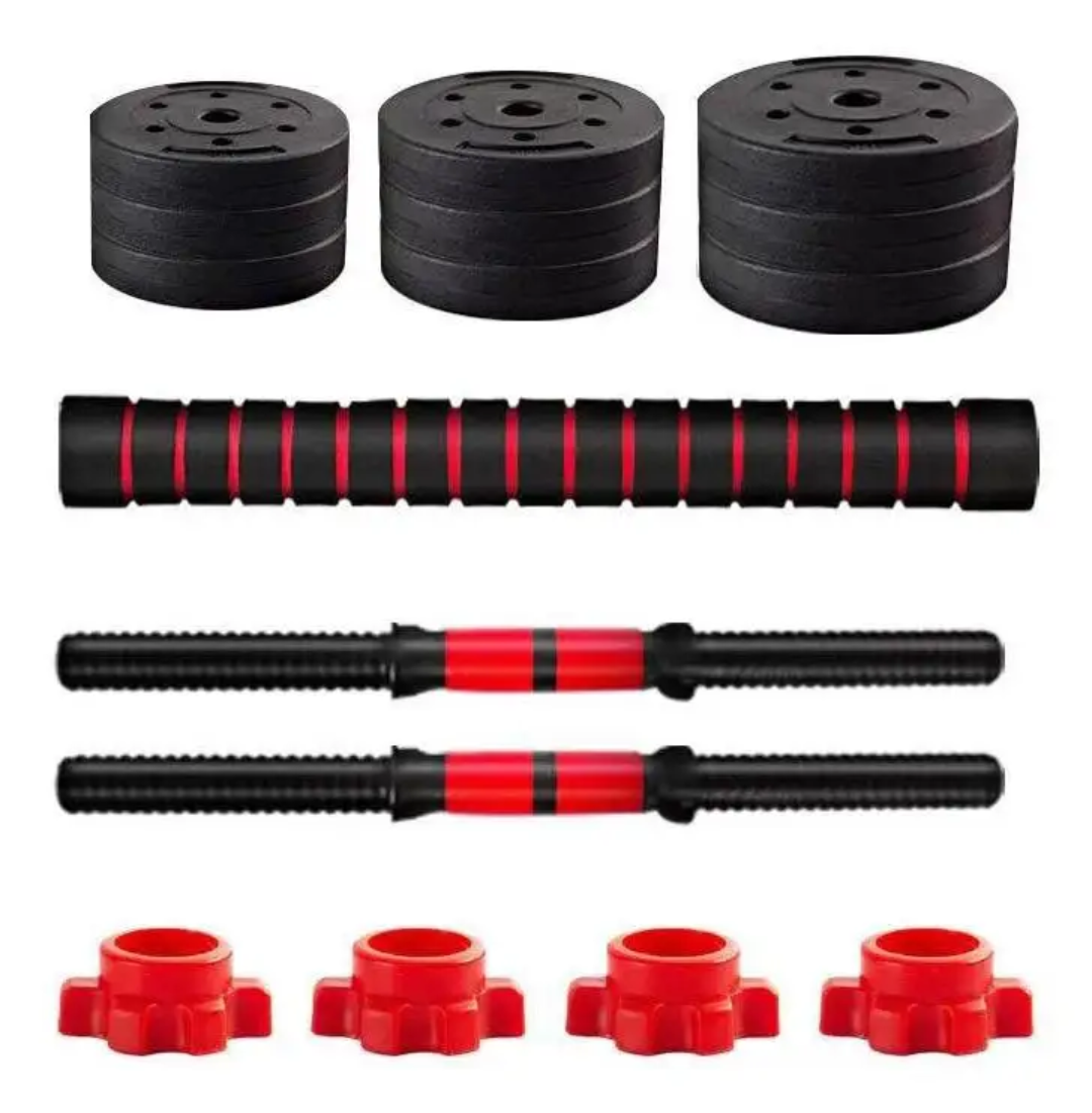 Haltères réglables 30kg 2 en 1  – Dumbbells & Barre de musculation