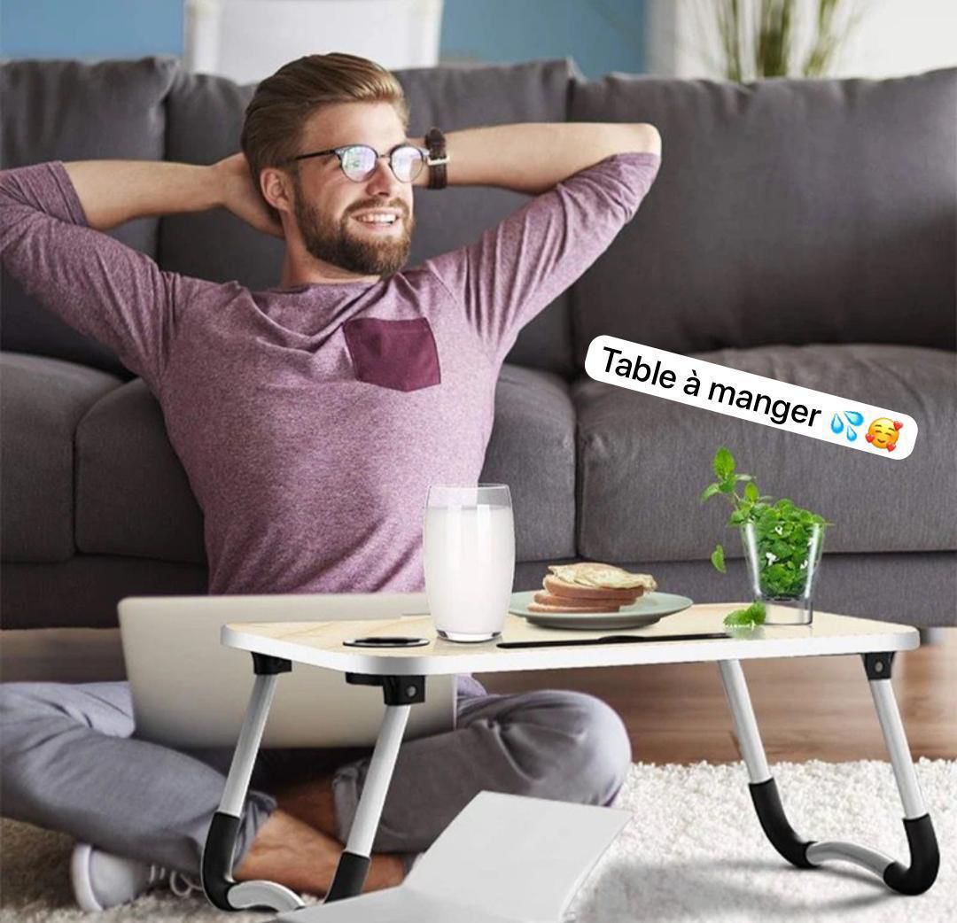 🪑 Table Pliante pour Ordinateur – Bureau Portable pour Lit & Sol