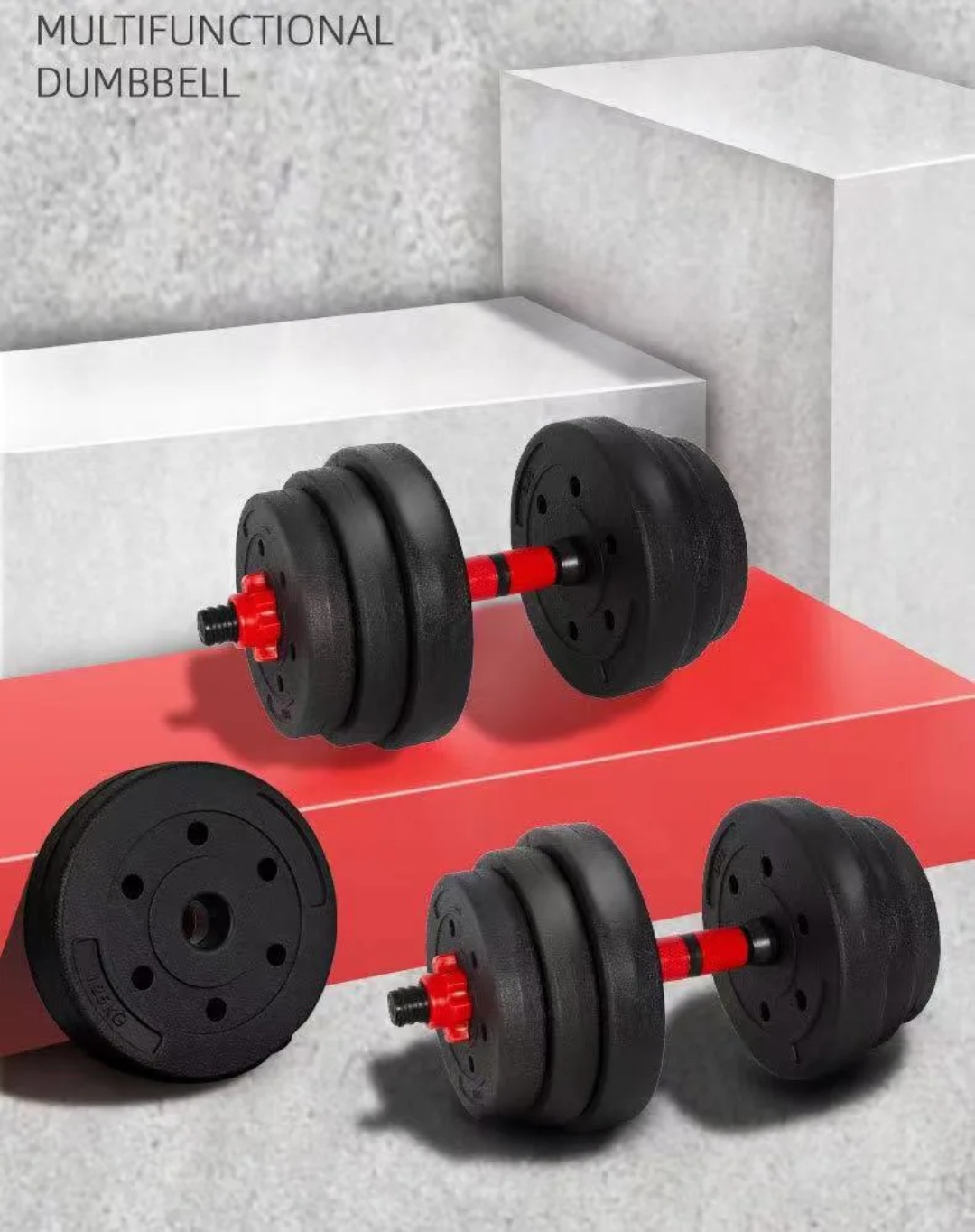 Haltères réglables 30kg 2 en 1  – Dumbbells & Barre de musculation