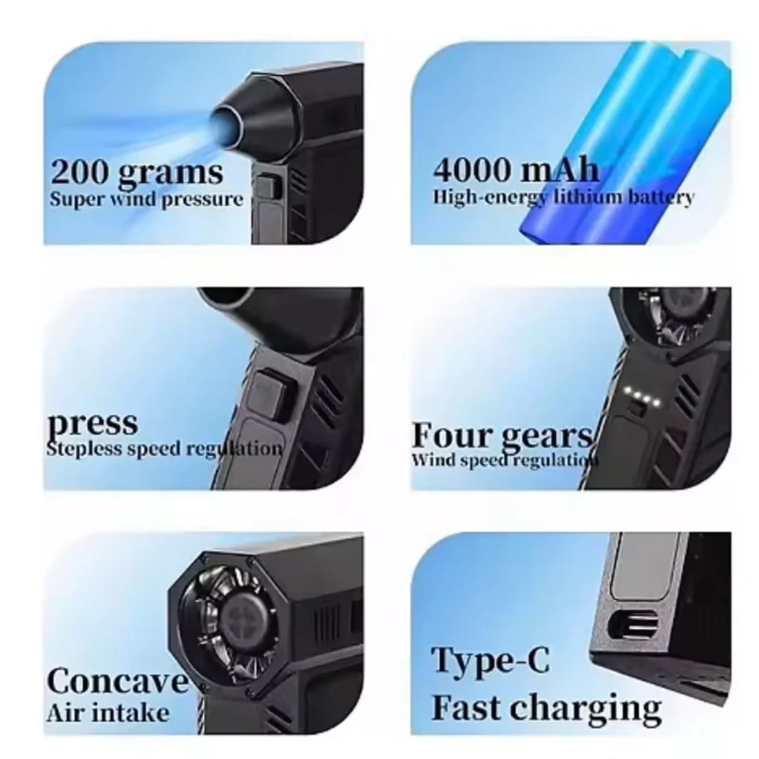 Souffleur Électrique USB – Nettoyage Puissant pour Claviers, Voitures et Recoins