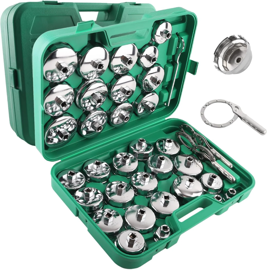 Coffret 31 Pièces Démonte-Filtres à Huile Universel avec Étui de Rangement