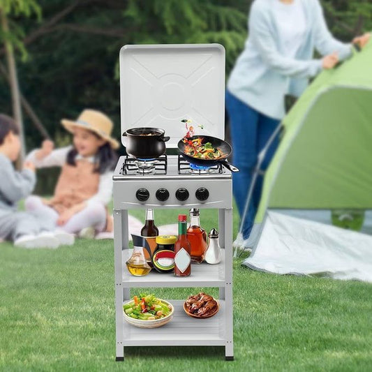 Cuisinière à Gaz 4 Feux avec Support de Rangement
