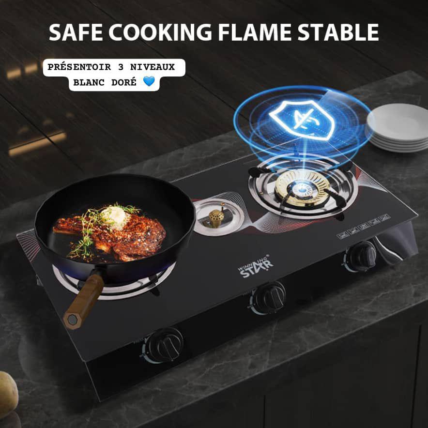 Cuisinière à Gaz 3 Feux - Flamme Stable & Design Moderne