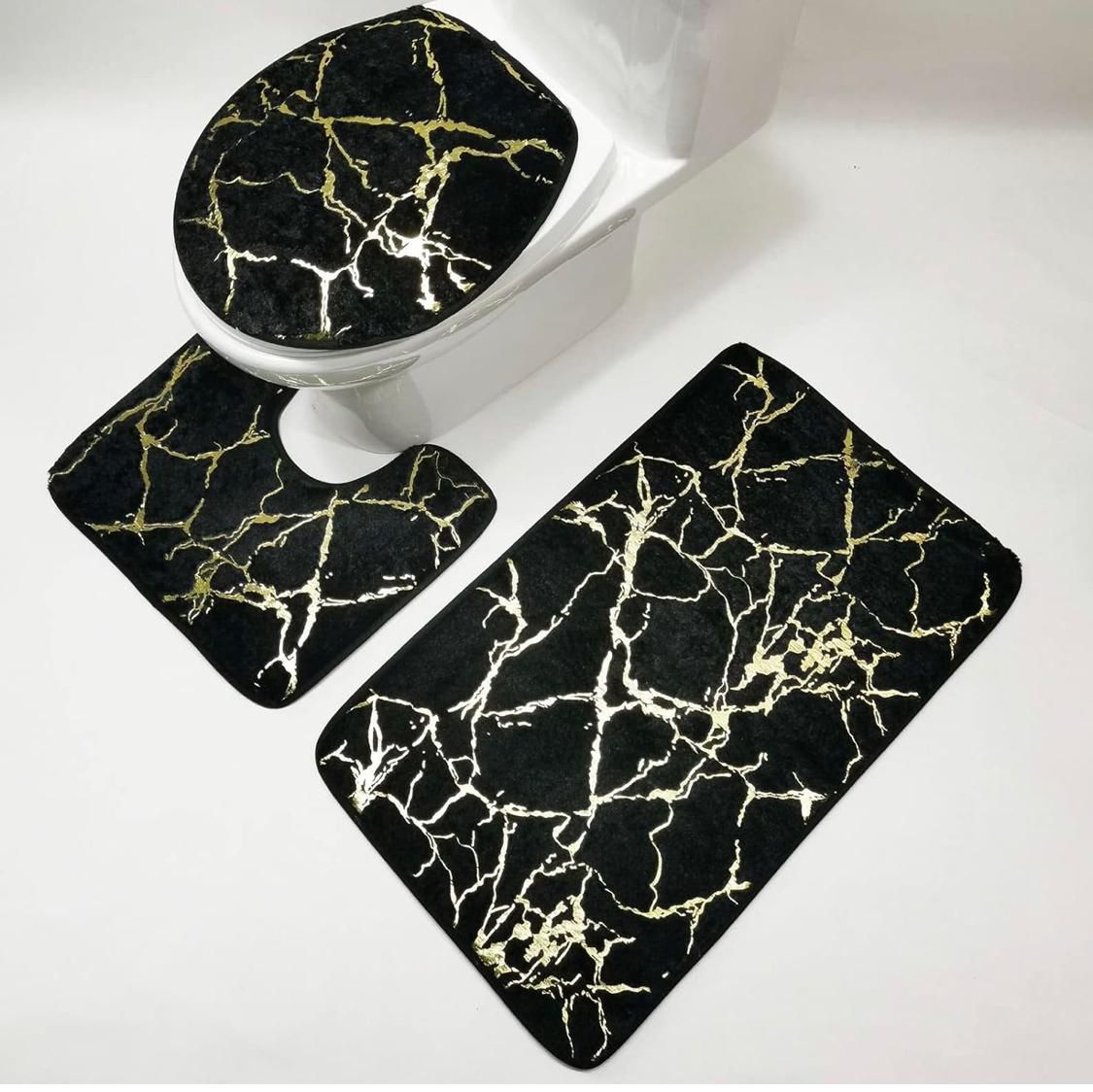 🚽 Ensemble 3 Tapis de Toilette & Salle de Bain – Ultra Doux et Antidérapant