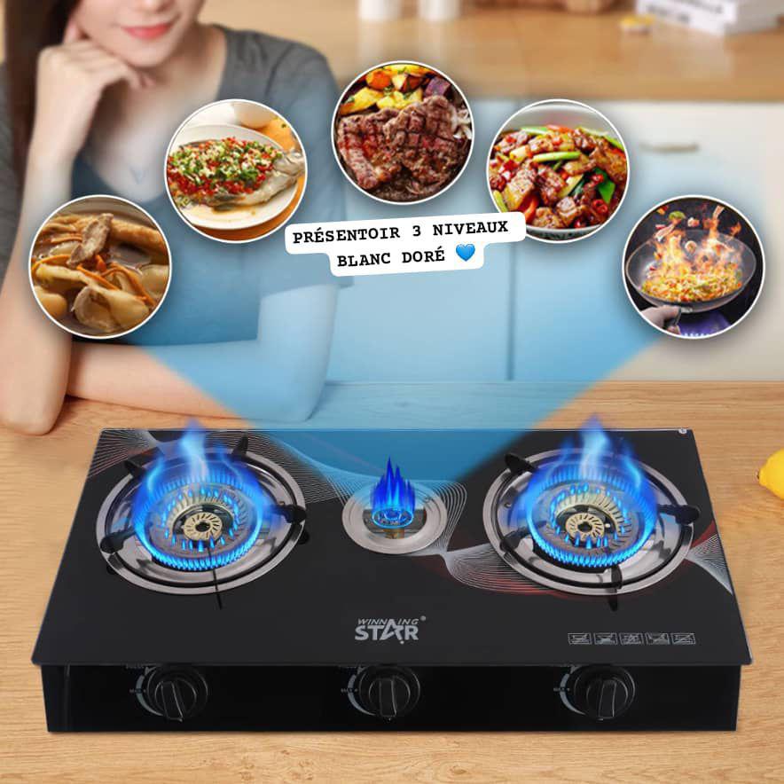 Cuisinière à Gaz 3 Feux - Flamme Stable & Design Moderne