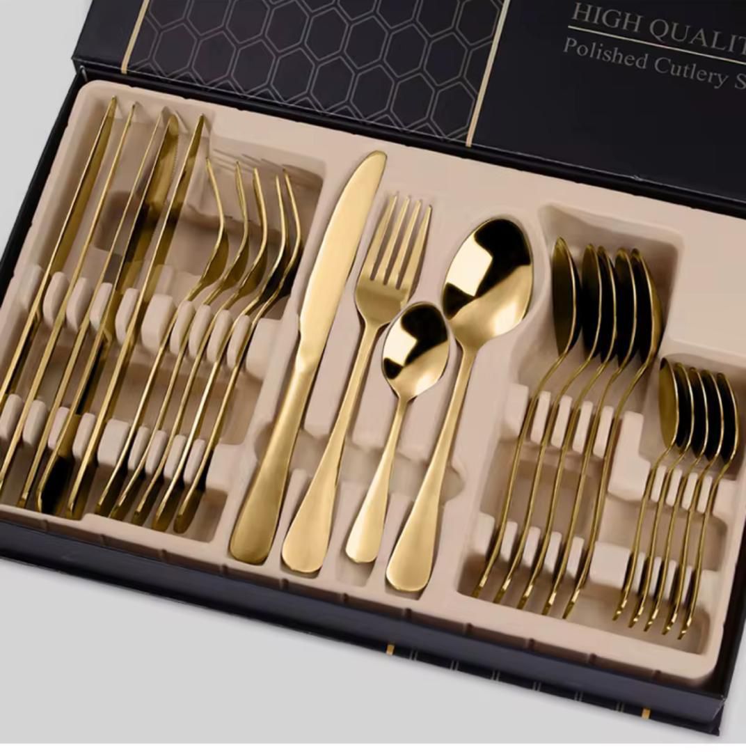 Coffret de Couverts Inox 24 Pièces – Haute Qualité & Finition Polie