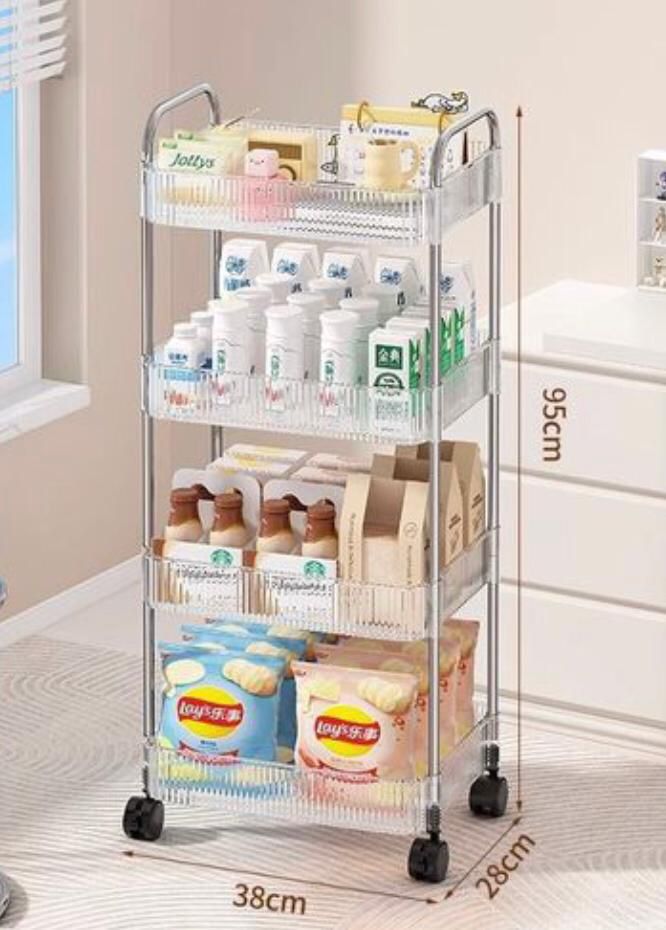 Étagère de Rangement à Roulettes 4 Niveaux – Cuisine & Maison